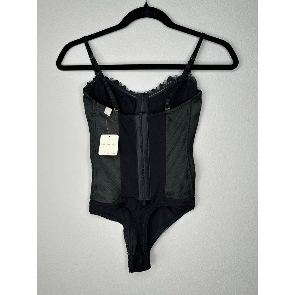 FREE PEOPLE Black Floral Lace Embroidered Corset Thong Bodysuit Women’s XS - Picture 6 of 9